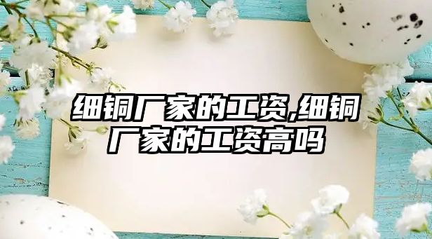 細(xì)銅廠家的工資,細(xì)銅廠家的工資高嗎