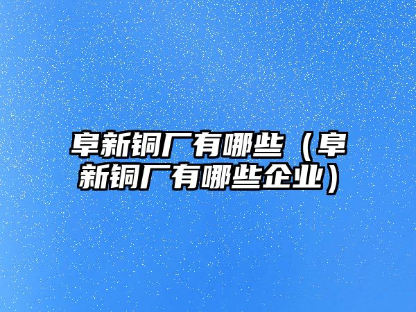 阜新銅廠有哪些（阜新銅廠有哪些企業(yè)）