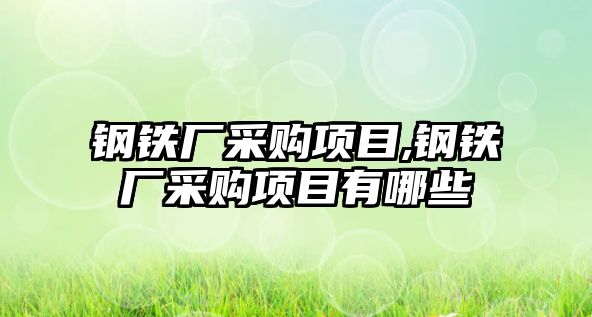 鋼鐵廠采購項目,鋼鐵廠采購項目有哪些