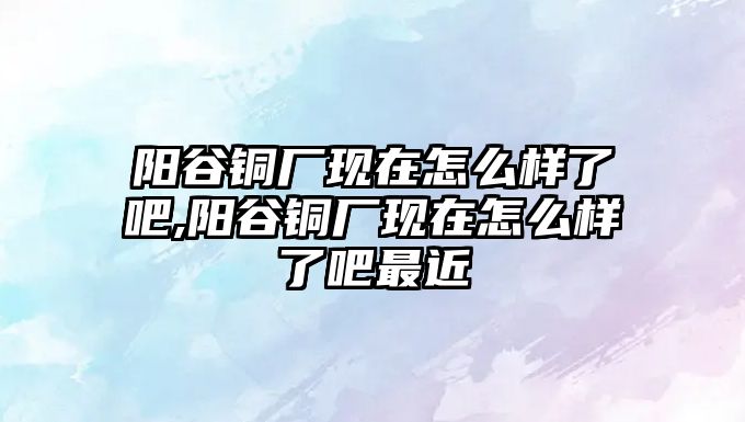 陽谷銅廠現(xiàn)在怎么樣了吧,陽谷銅廠現(xiàn)在怎么樣了吧最近