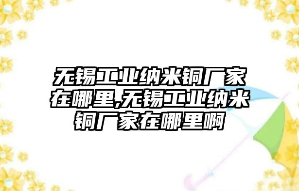 無錫工業(yè)納米銅廠家在哪里,無錫工業(yè)納米銅廠家在哪里啊