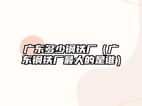 廣東多少鋼鐵廠（廣東鋼鐵廠最大的是誰）