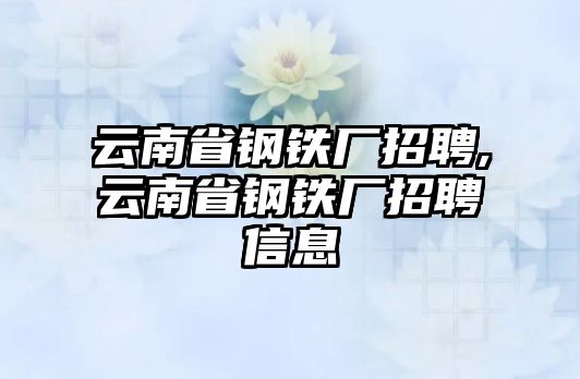 云南省鋼鐵廠招聘,云南省鋼鐵廠招聘信息