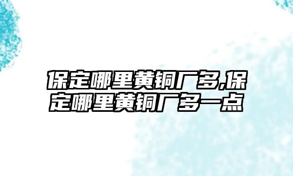 保定哪里黃銅廠多,保定哪里黃銅廠多一點(diǎn)