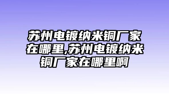 蘇州電鍍納米銅廠家在哪里,蘇州電鍍納米銅廠家在哪里啊