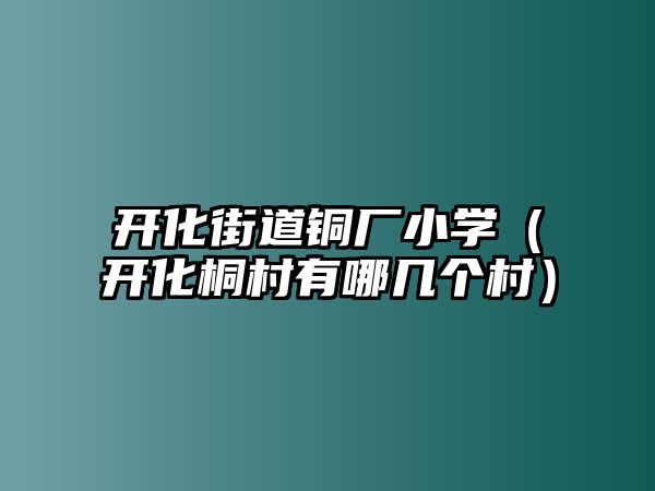 開化街道銅廠小學（開化桐村有哪幾個村）