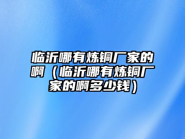 臨沂哪有煉銅廠家的?。ㄅR沂哪有煉銅廠家的啊多少錢）