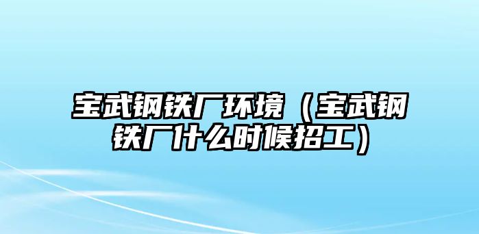 寶武鋼鐵廠環(huán)境（寶武鋼鐵廠什么時候招工）