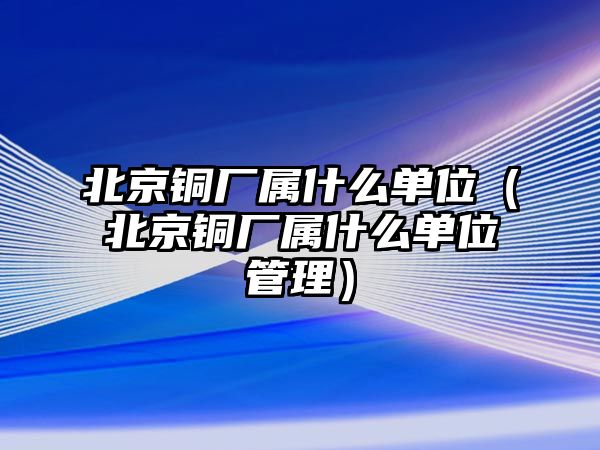 北京銅廠屬什么單位（北京銅廠屬什么單位管理）