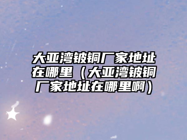 大亞灣鈹銅廠家地址在哪里（大亞灣鈹銅廠家地址在哪里?。? class=