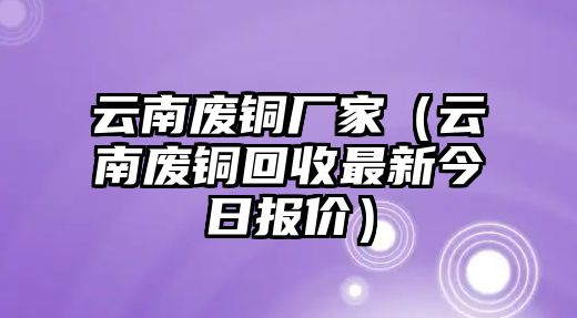 云南廢銅廠家（云南廢銅回收最新今日報(bào)價(jià)）