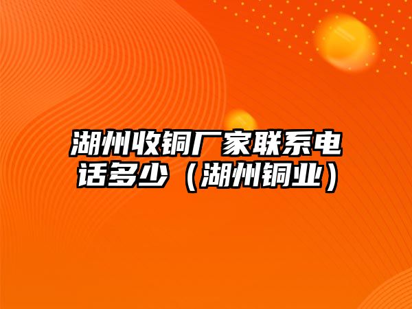 湖州收銅廠家聯(lián)系電話多少（湖州銅業(yè)）