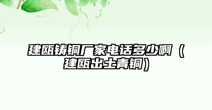 建甌鑄銅廠家電話多少啊（建甌出土青銅）