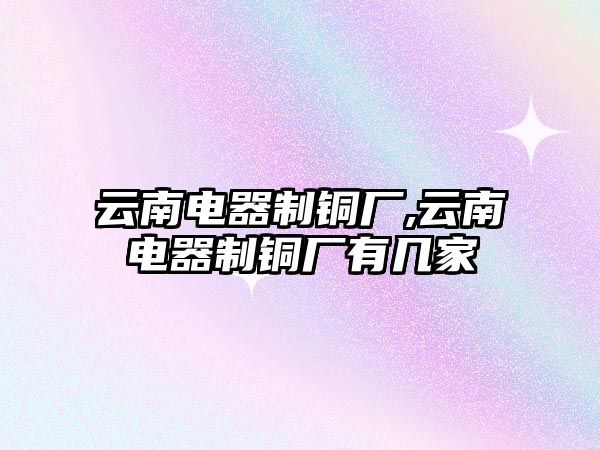 云南電器制銅廠,云南電器制銅廠有幾家