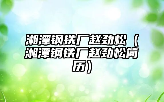 湘潭鋼鐵廠趙勁松（湘潭鋼鐵廠趙勁松簡(jiǎn)歷）