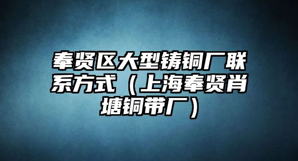 奉賢區(qū)大型鑄銅廠聯(lián)系方式（上海奉賢肖塘銅帶廠）