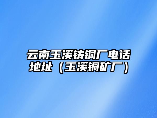 云南玉溪鑄銅廠電話地址（玉溪銅礦廠）