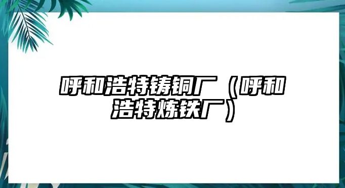 呼和浩特鑄銅廠（呼和浩特?zé)掕F廠）