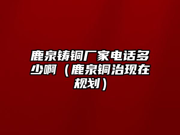 鹿泉鑄銅廠家電話多少?。谷~治現(xiàn)在規(guī)劃）