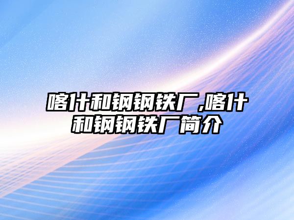 喀什和鋼鋼鐵廠,喀什和鋼鋼鐵廠簡介