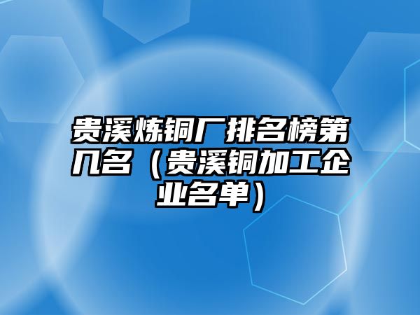 貴溪煉銅廠排名榜第幾名（貴溪銅加工企業(yè)名單）