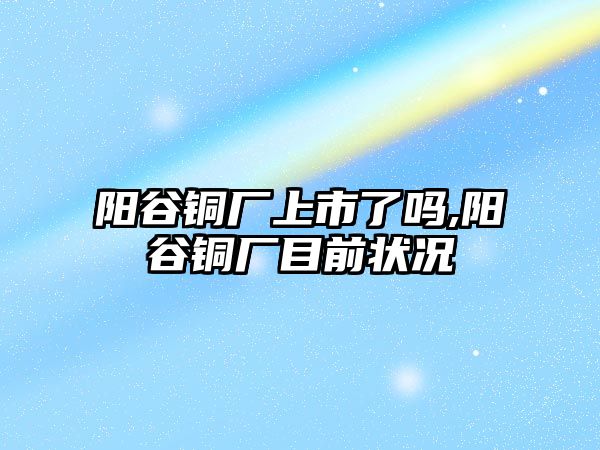 陽(yáng)谷銅廠上市了嗎,陽(yáng)谷銅廠目前狀況