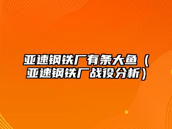 亞速鋼鐵廠有條大魚（亞速鋼鐵廠戰(zhàn)役分析）