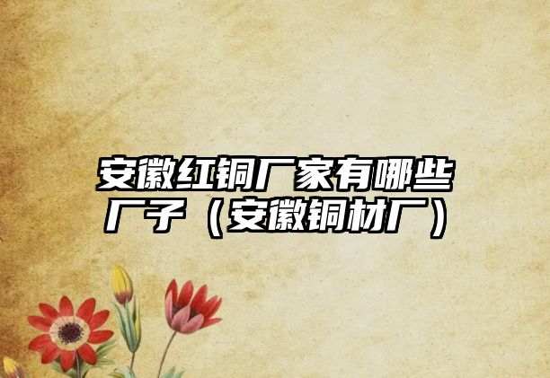 安徽紅銅廠家有哪些廠子（安徽銅材廠）