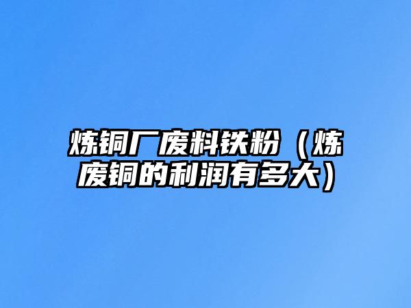 煉銅廠廢料鐵粉（煉廢銅的利潤有多大）