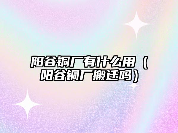 陽谷銅廠有什么用（陽谷銅廠搬遷嗎）