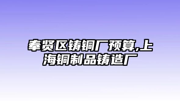 奉賢區(qū)鑄銅廠預(yù)算,上海銅制品鑄造廠