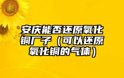 安慶能否還原氧化銅廠子（可以還原氧化銅的氣體）