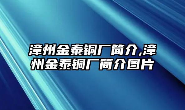 漳州金泰銅廠簡介,漳州金泰銅廠簡介圖片