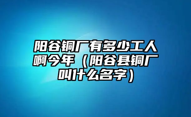 陽谷銅廠有多少工人啊今年（陽谷縣銅廠叫什么名字）