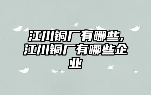 江川銅廠有哪些,江川銅廠有哪些企業(yè)