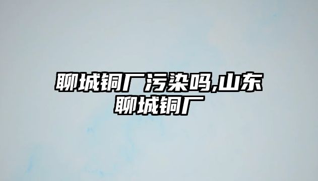 聊城銅廠污染嗎,山東聊城銅廠