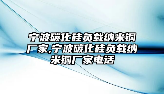 寧波碳化硅負(fù)載納米銅廠家,寧波碳化硅負(fù)載納米銅廠家電話