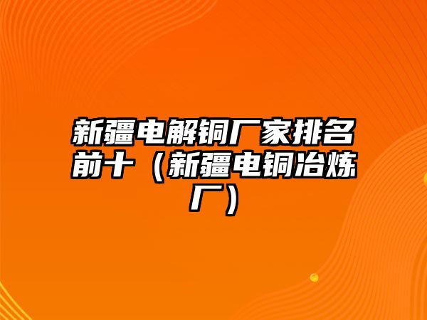 新疆電解銅廠家排名前十（新疆電銅冶煉廠）