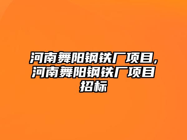 河南舞陽鋼鐵廠項目,河南舞陽鋼鐵廠項目招標(biāo)