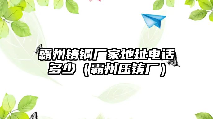 霸州鑄銅廠家地址電話多少（霸州壓鑄廠）