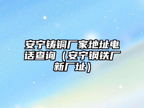 安寧鑄銅廠家地址電話查詢（安寧鋼鐵廠新廠址）