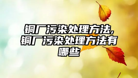 銅廠污染處理方法,銅廠污染處理方法有哪些