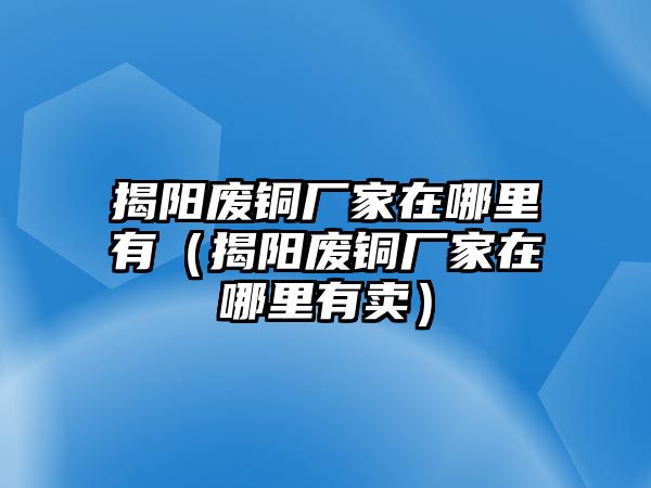 揭陽廢銅廠家在哪里有（揭陽廢銅廠家在哪里有賣）