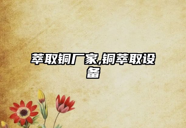 萃取銅廠家,銅萃取設(shè)備