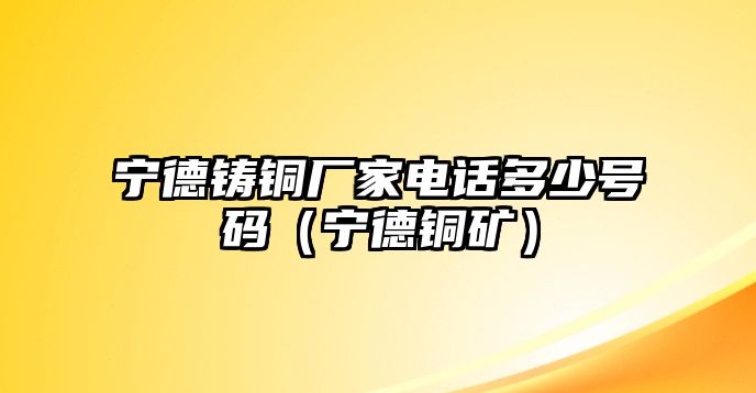 寧德鑄銅廠家電話多少號(hào)碼（寧德銅礦）