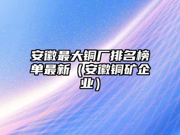 安徽最大銅廠排名榜單最新（安徽銅礦企業(yè)）