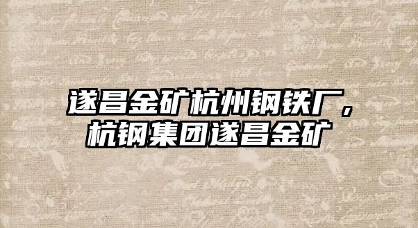 遂昌金礦杭州鋼鐵廠,杭鋼集團遂昌金礦