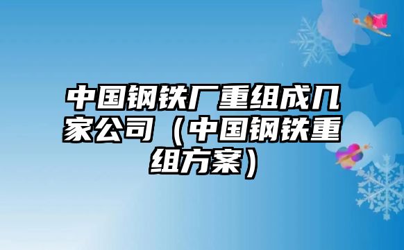 中國鋼鐵廠重組成幾家公司（中國鋼鐵重組方案）