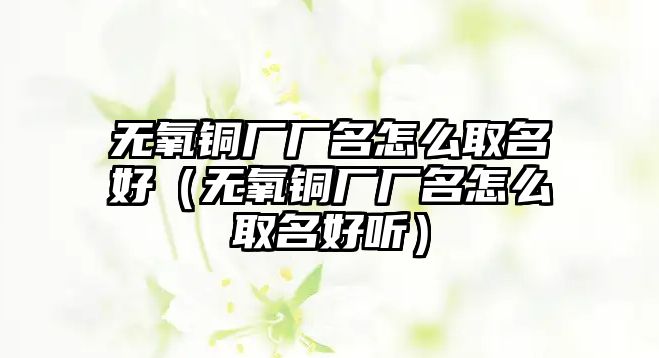 無氧銅廠廠名怎么取名好（無氧銅廠廠名怎么取名好聽）