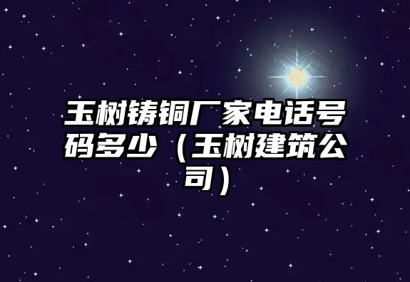 玉樹鑄銅廠家電話號碼多少（玉樹建筑公司）